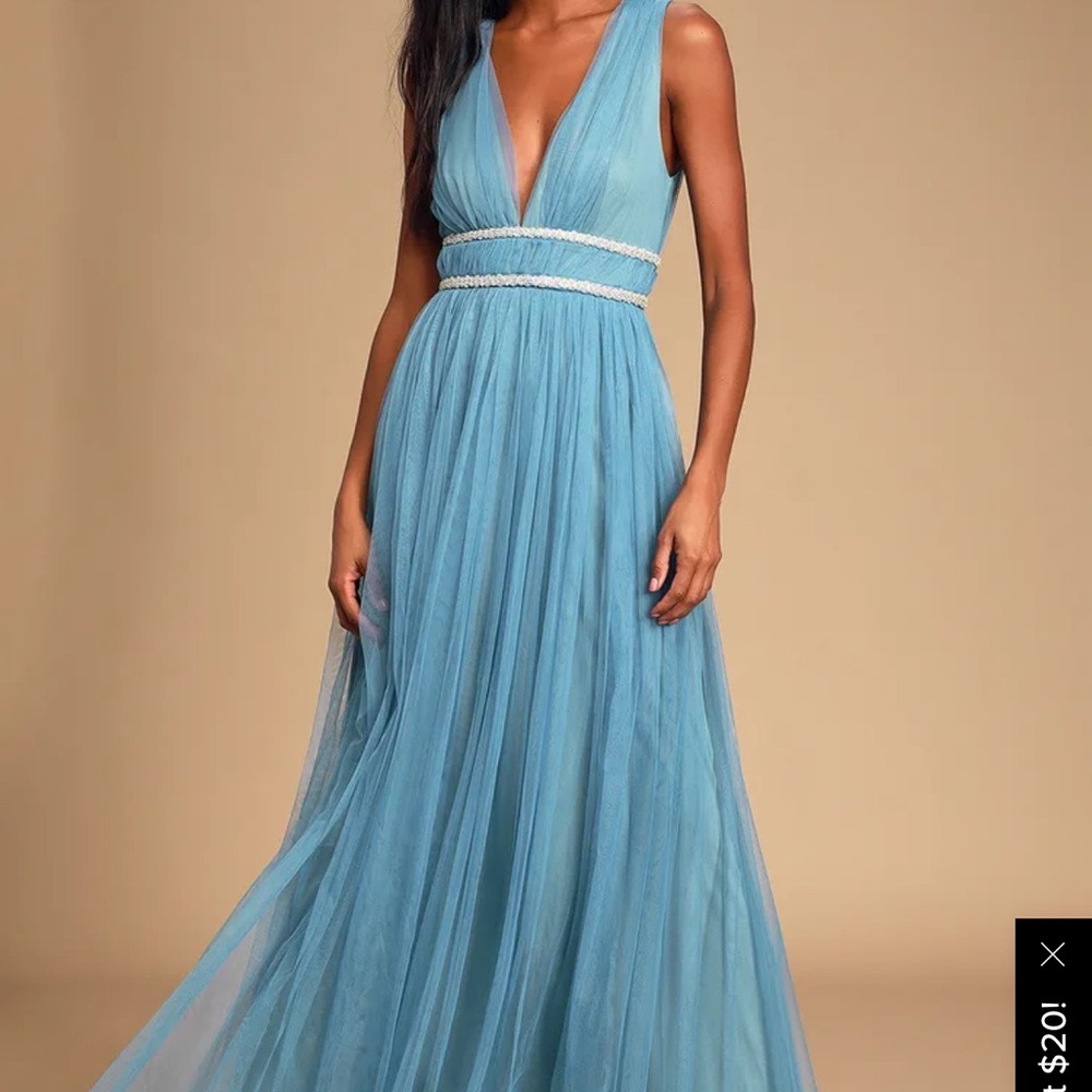 Blue Netted Maxi Lulu Gown